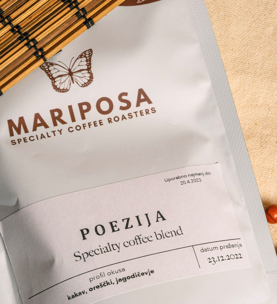 Poezija from Mariposa Coffee Roasters feels like an "entry level" type of blend. We usually use this one when we just want to grab a quick black coffee on a moka Pot or  turkish style coffee.