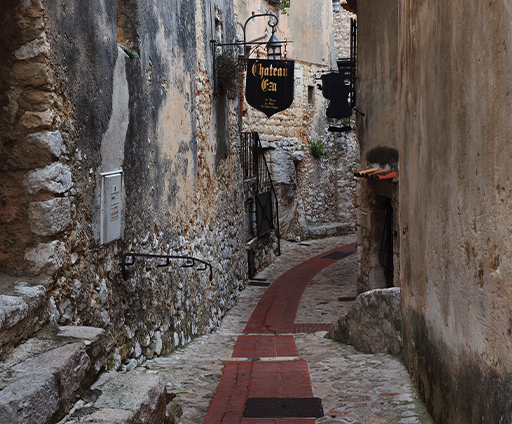 Street in the town of Eze in the French Riviera