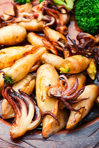 Grilled squid, a specialty of croatian cuisine 