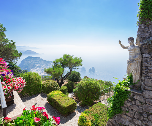 Amalfi coast and a view from Mount Solaro in Capri