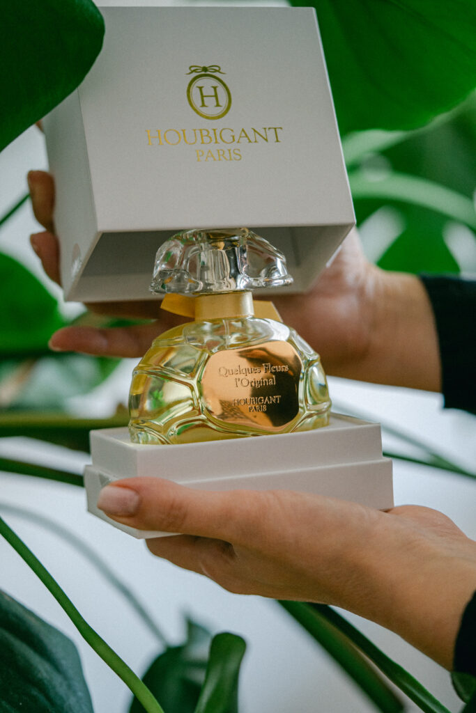 houbigant paris quelques fleurs perfume with its classy elegant bottle design
