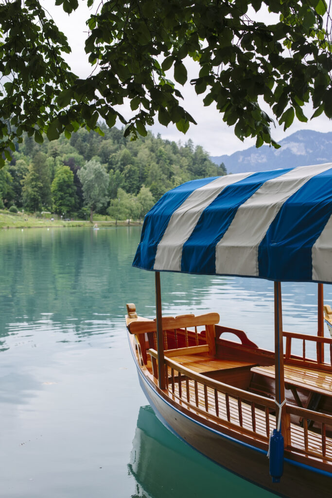 Pletna or boats in Lake Bled